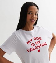 New Look Petite White My Dog Is My Valentine Logo T-Shirt